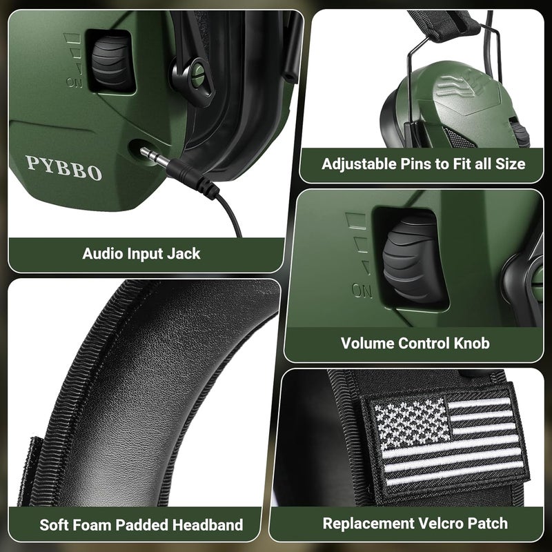 PYBBO Shooting Ear Protection with Gel Ear Pads, NRR 23dB Active Noise Reduction & 3X Sound Amplification Gun Range Earmuffs - Image 5